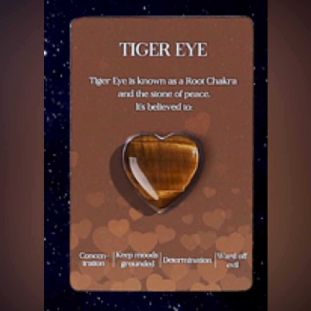 Natural heart shapedβ healing worry gemstone Tiger Eye balance meditation small
